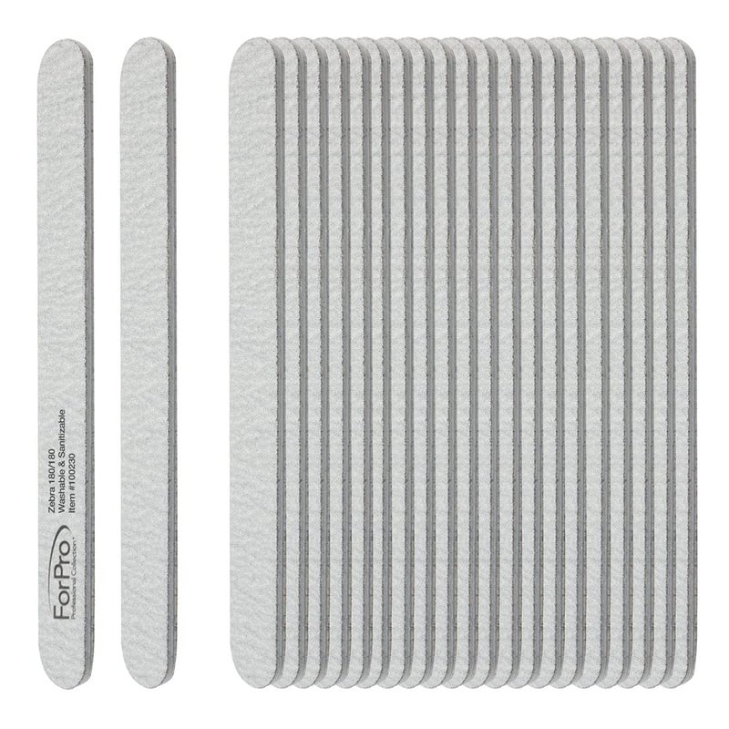 ForPro Professional Collection Zebra Foam Board, 180/180 Grit, Double-Sided Manicure Nail File, 7â€ L x .75â€ W, 50-Count - Image 2